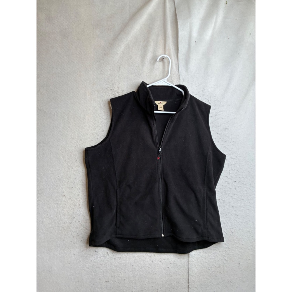 Woolrich Womens Black Full Zip Fleece Vest Mock Neck Size XL 18011